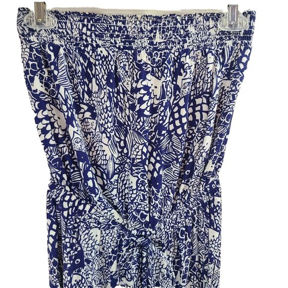 Lilly Pulitzer Target Women's (XS) Blue & White Upstream Fish Strapless Jumpsuit - Picture 3 of 8